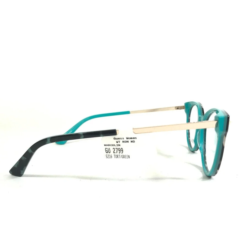 Guess Eyeglasses Frames GU2799 095 Black Blue Gold Round Full Rim 52-16-140